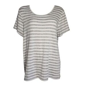 MARKET & SPRUCE Stitch Fix‎ Gray White Striped Short Sleeve Top Womens Size XLP